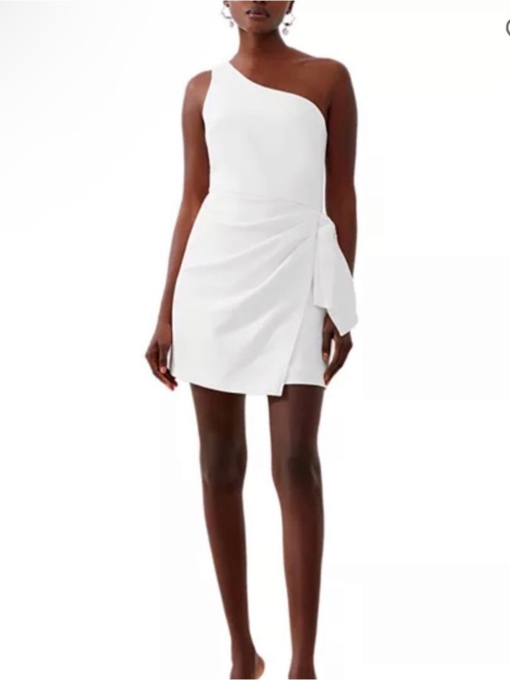 French Connection Whisper One Shoulder Sarong Tie Dress